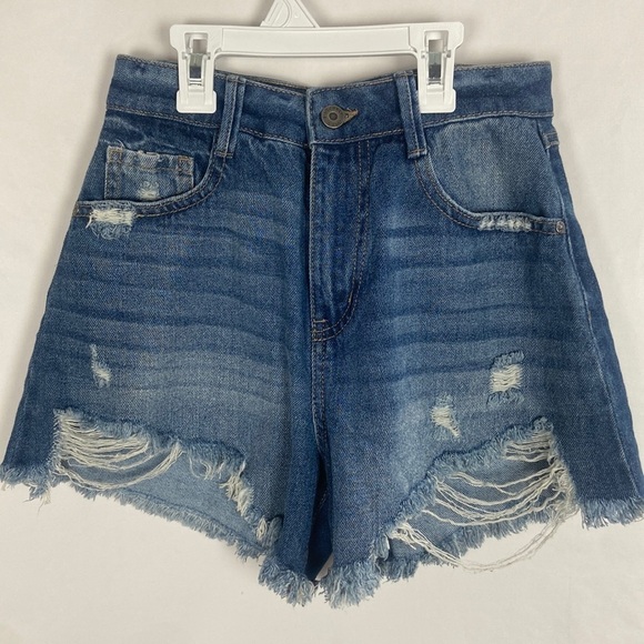 Sincerely Jules High Waist Medium Wash Denim Cutoff Jean Shorts -Size 254 - Picture 1 of 8